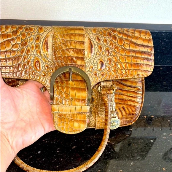 Brahmin Brown Crocodile-Embossed Satchel - Picture 10 of 16